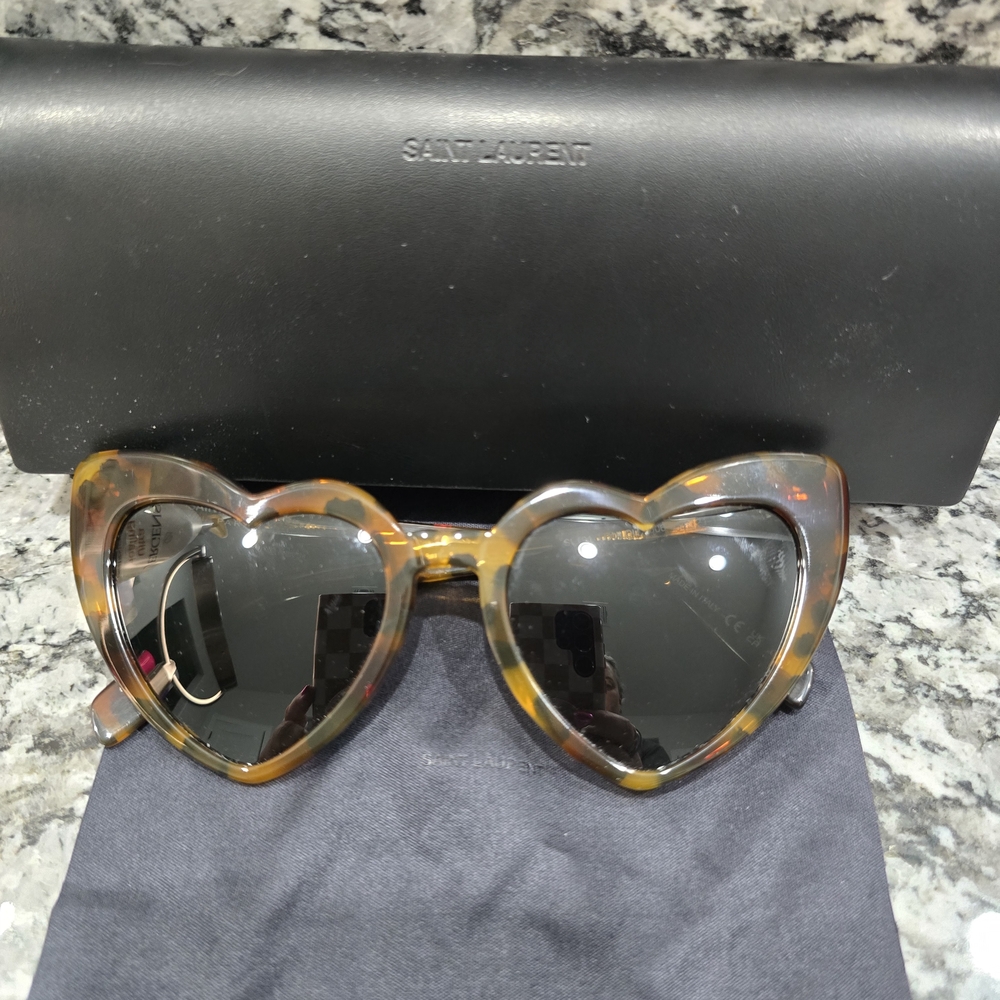 Authentic Saint Laurent Loulou Tortoise Heart Sunglasses